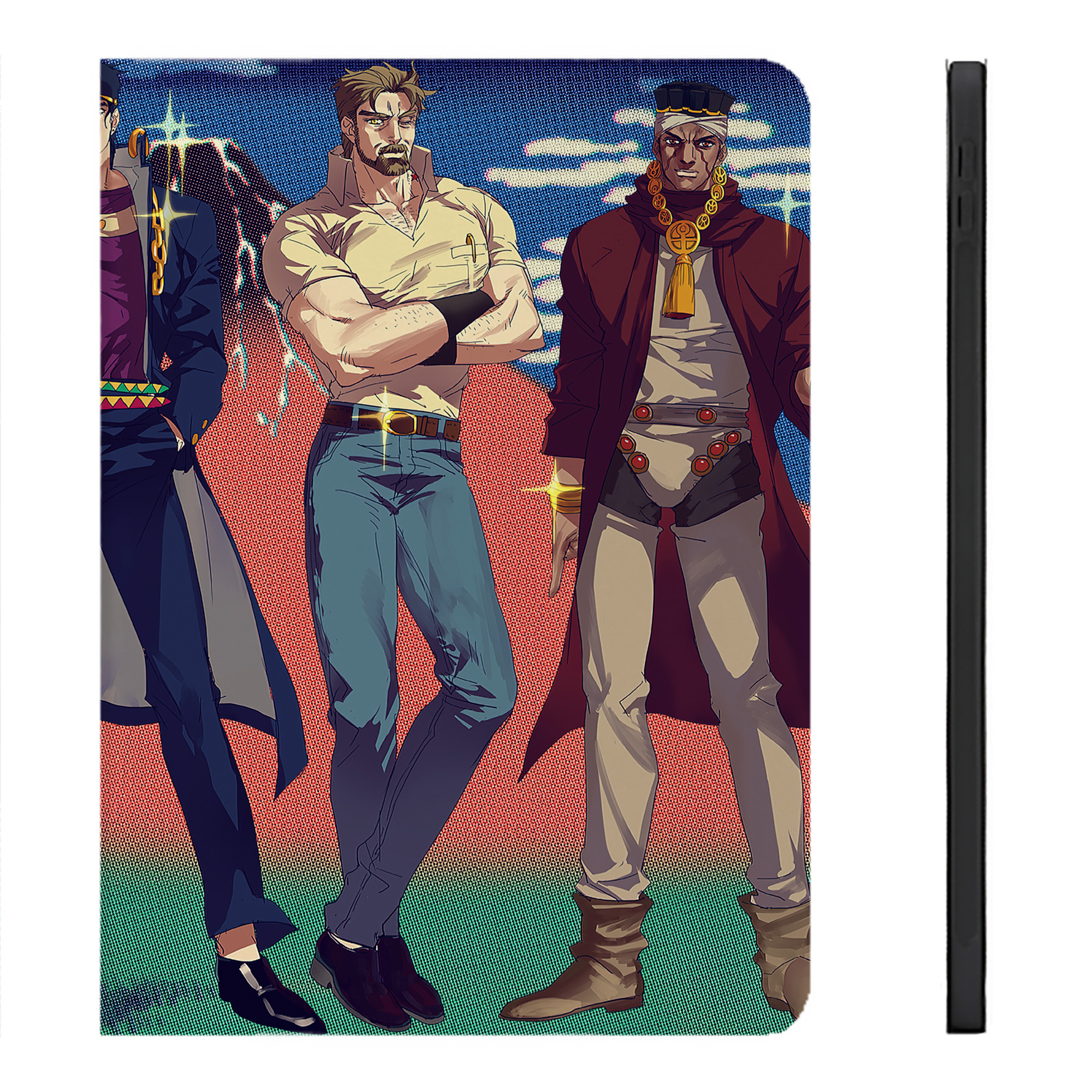 （画像用） ジョジョの奇妙な冒険 JoJo's Bizarre Adventure IPadケース ペンホルダー付き ブックスタイルデザイン